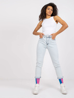 Biały top z materiału w prążki Eston RUE PARIS 