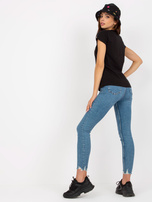 Hurtownia internetowa Czarny gładki t-shirt basic z bawełny 