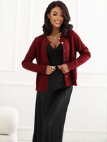 Ciemnoczerwony kardigan o dopasowanym kroju