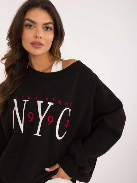 Hurt Czarna damska bluza bez kaptura z ociepleniem