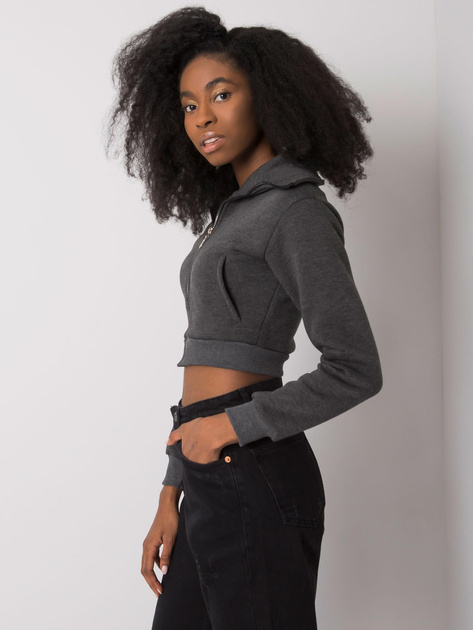 Ciemnoszara melanżowa krótka rozpinana bluza dresowa Ann RUE PARIS