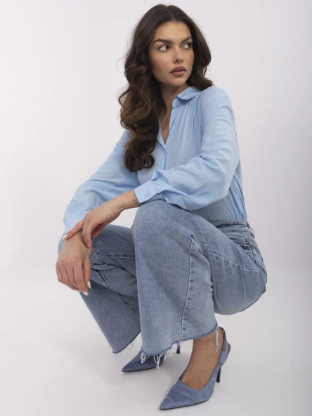 Niebieskie damskie jeansy wide leg