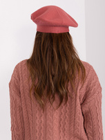 Hurt Brudnoróżowy damski beret z aplikacjami 