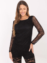 Czarna koronkowa bluzka z podszewką