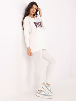 Hurt Ecru dwuczęściowy komplet z legginsami w prążek