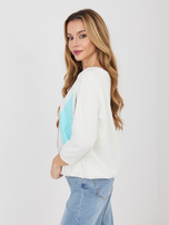 Ecru casualowa bluzka z okrągłym dekoltem 