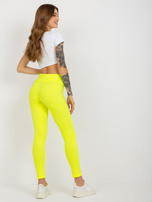 Hurtownia Fluo żółte bawełniane legginsy basic w prążek