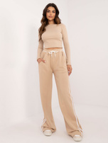 Hurtownia Beżowy komplet dresowy z długimi spodniami