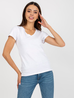 Hurtownia online Biały gładki t-shirt basic z bawełny 