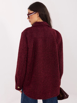 Burgundowa koszulowa kurtka z zapięciem na guziki RUE PARIS 