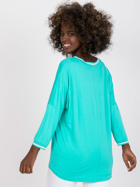 Turkusowa casualowa bluzka basic z wiskozy