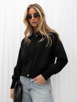 Schwarze Übergangsjacke mit Bündchen.
