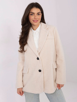 Jasnobeżowy damski płaszcz oversize RUE PARIS