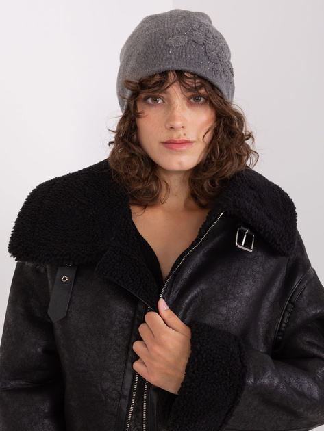 Hurt Ciemnoszara czapka zimowa z aplikacją