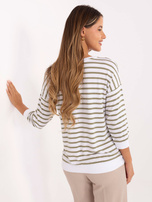 Biało-oliwkowa damska bluzka z napisem