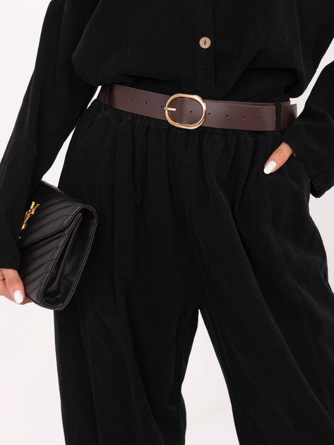 Czarne sztruksowe spodnie z paskiem
