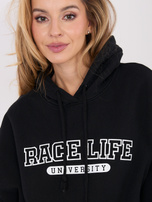 Czarna długa bluza oversize z napisem 