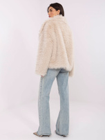 Jasnobeżowa zimowa kurtka ze sztucznego futerka