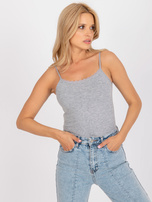 Szary melanżowy top basic z bawełną