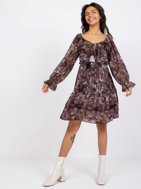 Brązowa sukienka z falbankami Regina OCH BELLA