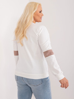 Hurt Ecru bawełniana bluzka plus size z długim rękawem