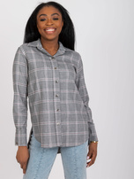 Szara koszula w kratę z długim rękawem