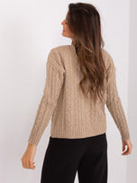 Hurt Ciemnobeżowy dwuczęściowy komplet z dzianiny