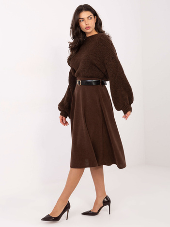 Brązowa spódnica o prążkowanej fakturze RUE PARIS