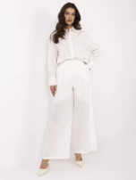 Ecru letni komplet damski z rozpinaną koszulą