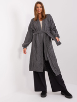 Hurt Dark Gray Long Cable Knit Cardigan RUE PARIS.