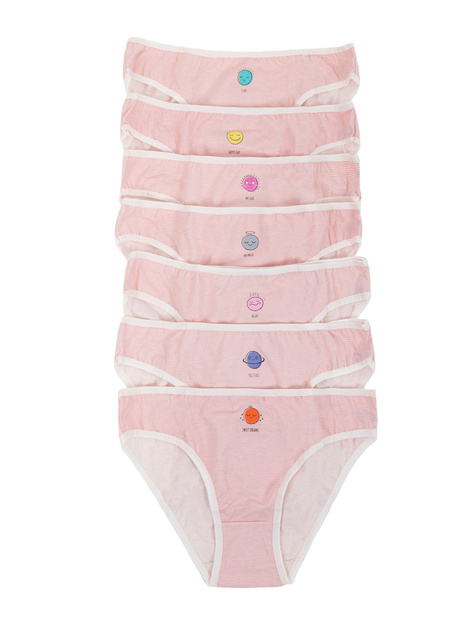 Hurt Biało-różowe damskie figi z napisami 7-pak