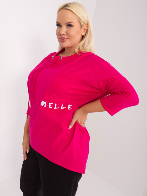 Hurt Fuksjowa casualowa bluzka plus size z napisem