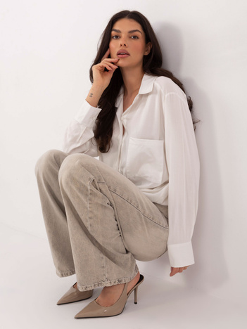 Biała rozpinana koszula z wiskozy