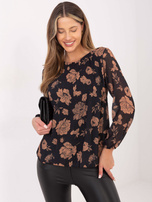 Czarno-camelowa bluzka z wiskozą Liana