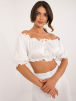 Hurt Biały gładki komplet letni ze spódnicą z rozcięciem