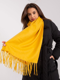 Dark yellow wide fringed scarf