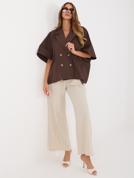 Brązowy płaszcz oversize z krótkimi rękawami RUE PARIS