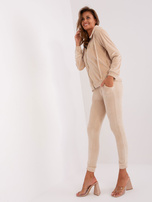 Hurt Jasnobeżowy komplet welurowy ze spodniami Melody