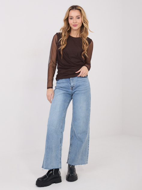 Czekoladowa wizytowa bluzka z siateczki