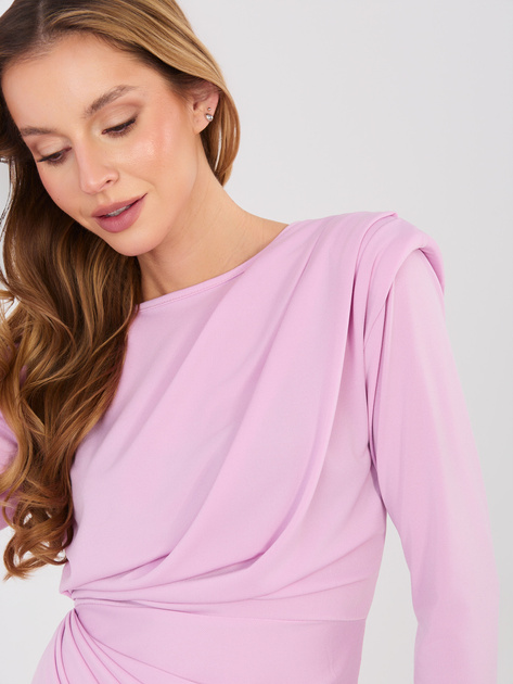 Liliowa elegancka sukienka z rozcięciem RUE PARIS