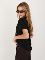 Czarna damska bluzka z napisem New York RUE PARIS 