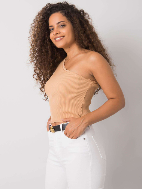 Camelowy top na jedno ramię Haisley