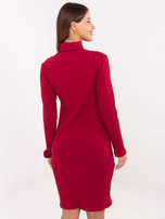 Bordowa sukienka basic z golfem RUE PARIS 