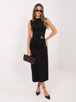 Czarna dopasowana sukienka z drapowaniem RUE PARIS