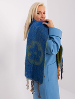 Hurt Ciemnoniebieski szeroki szal zimowy 