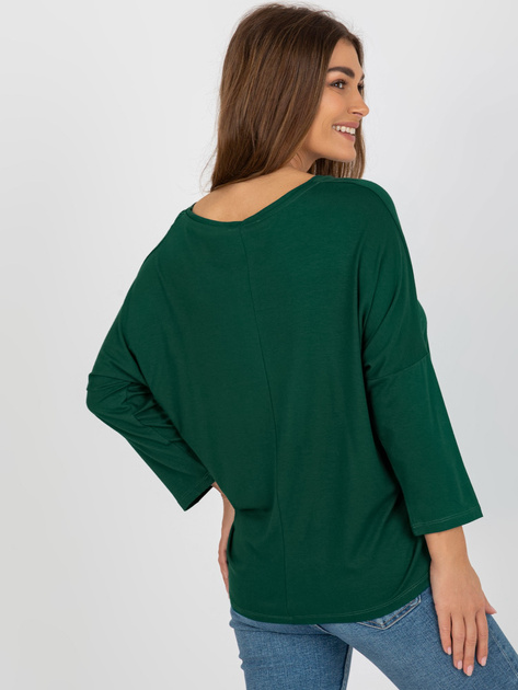 Hurt Ciemnozielona damska bluzka basic z wiskozy