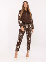 Brązowy dwuczęściowy komplet z haftem