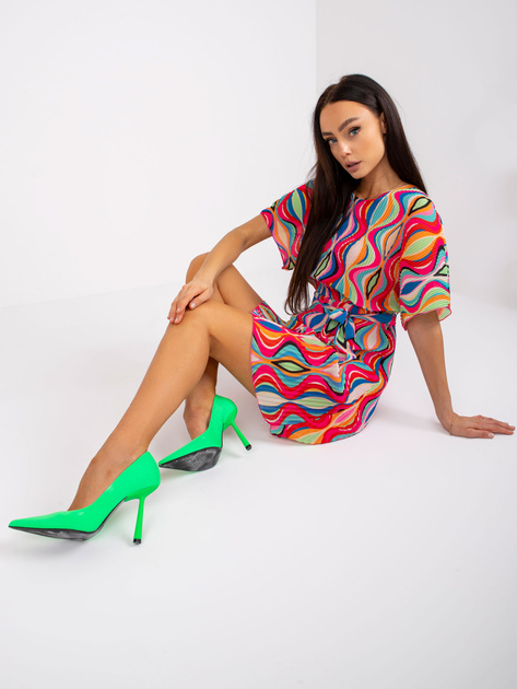 Różowa sukienka z printami mini Marianne