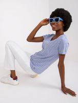 Jasnoniebieski bawełniany t-shirt damski STITCH & SOUL 