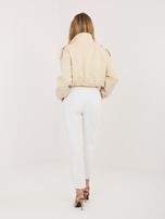 Ecru sztruksowe spodnie ze zwężaną nogawką 